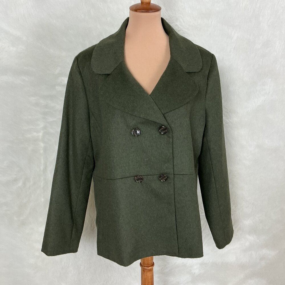Talbots Green Mills Double Breasted Wool Blend Blazer NWOT 16